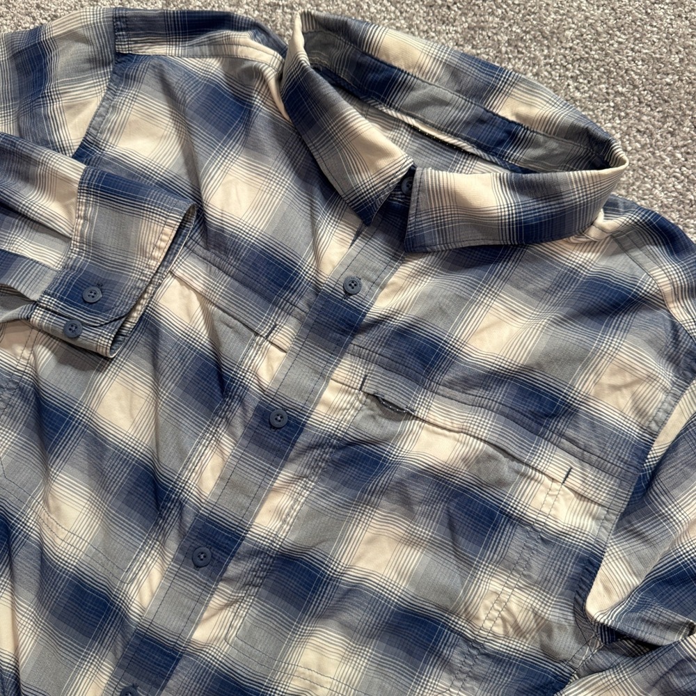 REI Co-op Shirt Mens M Blue Plaid Nylon Hiking Outdoor Gorpcore Vented River